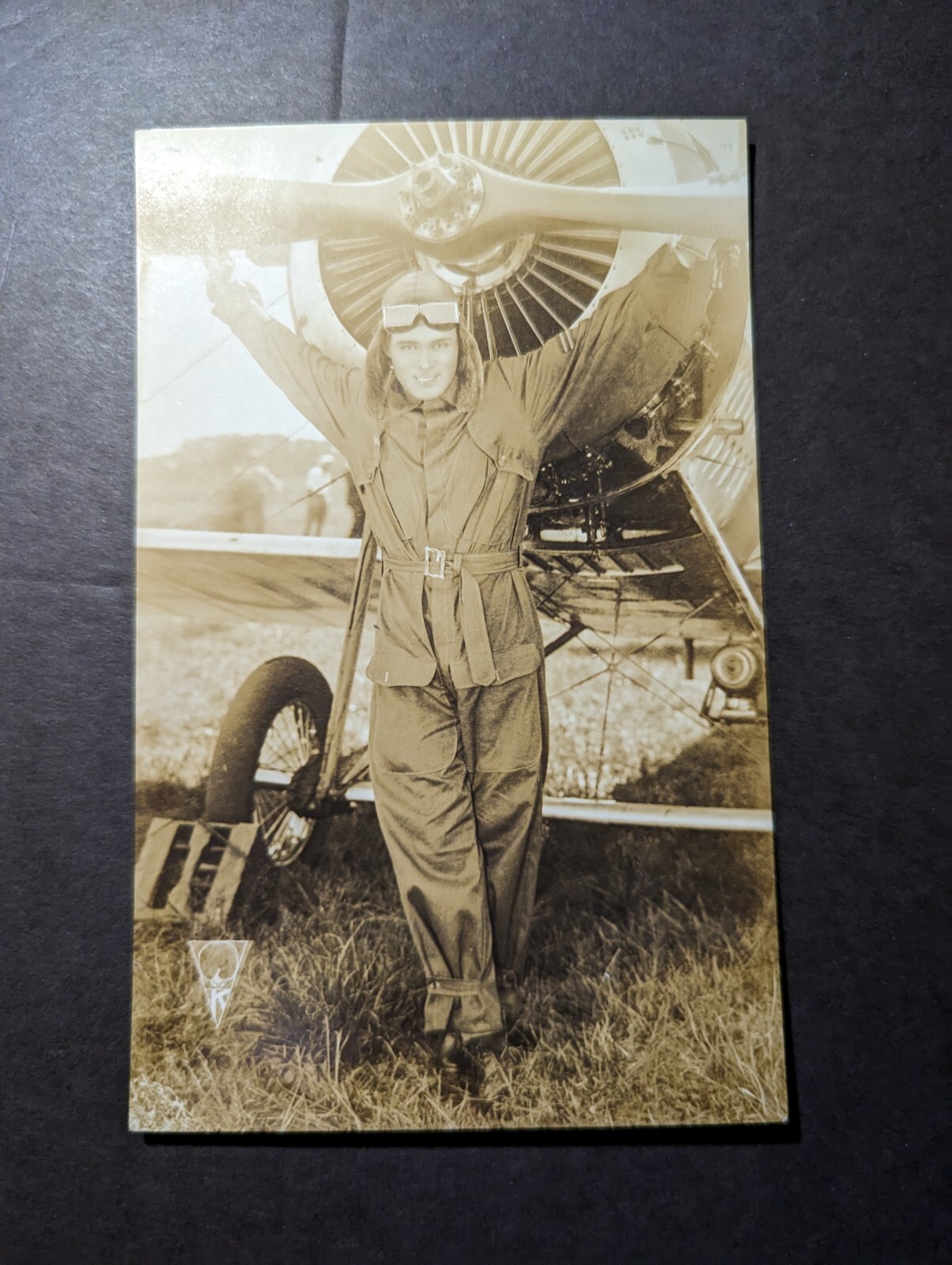 Mint Vintage USA Aviation Plane RPPC Postcard Unknown Pilot Aviator
