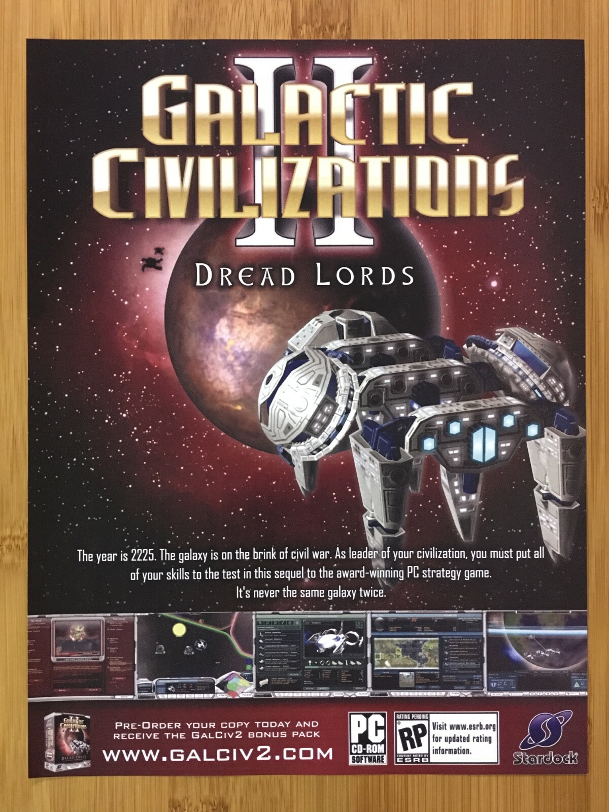 Galactic Civilizations II 2: Dread Lords PC 2005 Print Ad/Poster Official Art