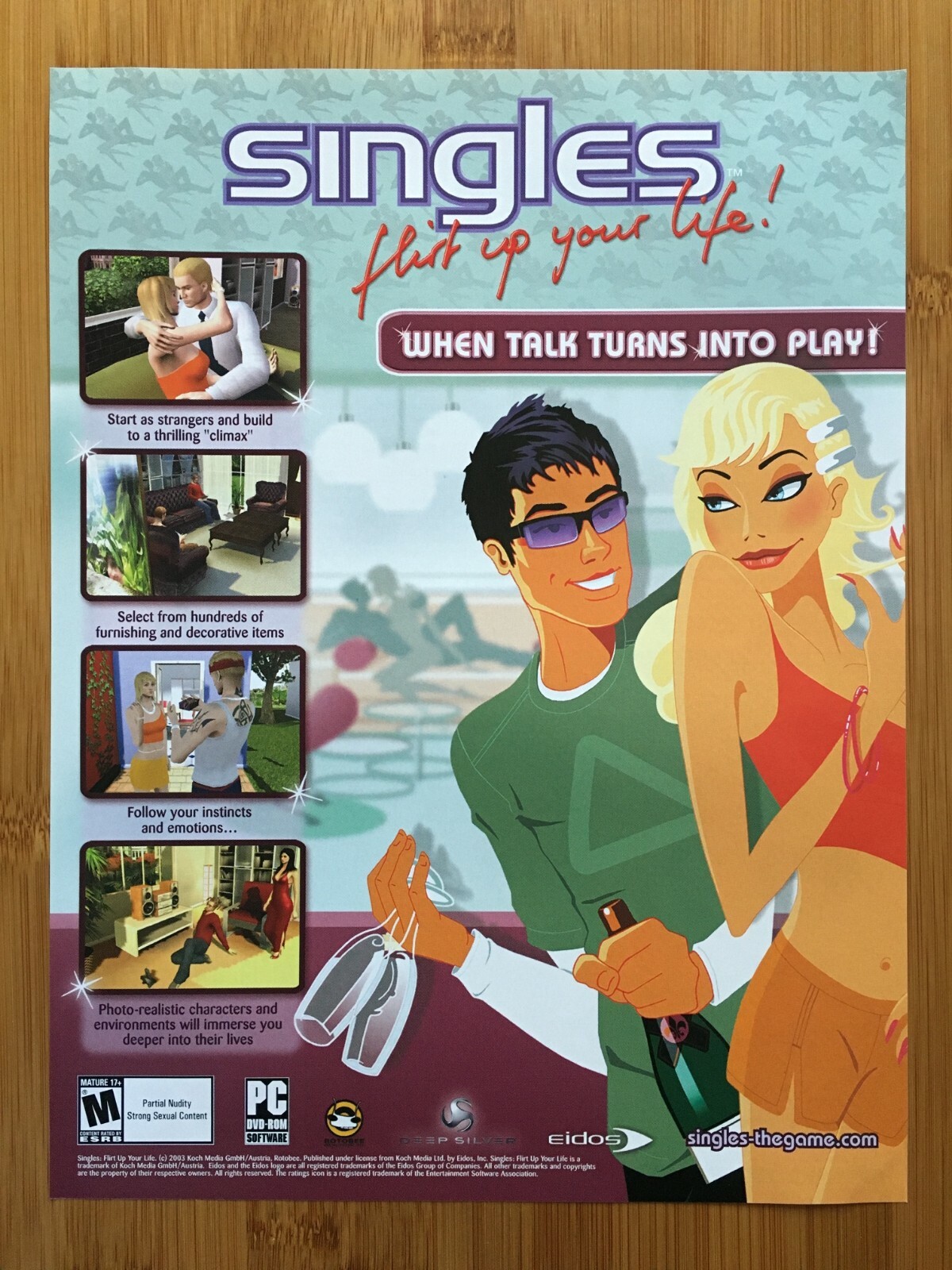 Singles: Flirt Up Your Life PC 2004 Video Game Print Ad/Poster Couples Pop Art