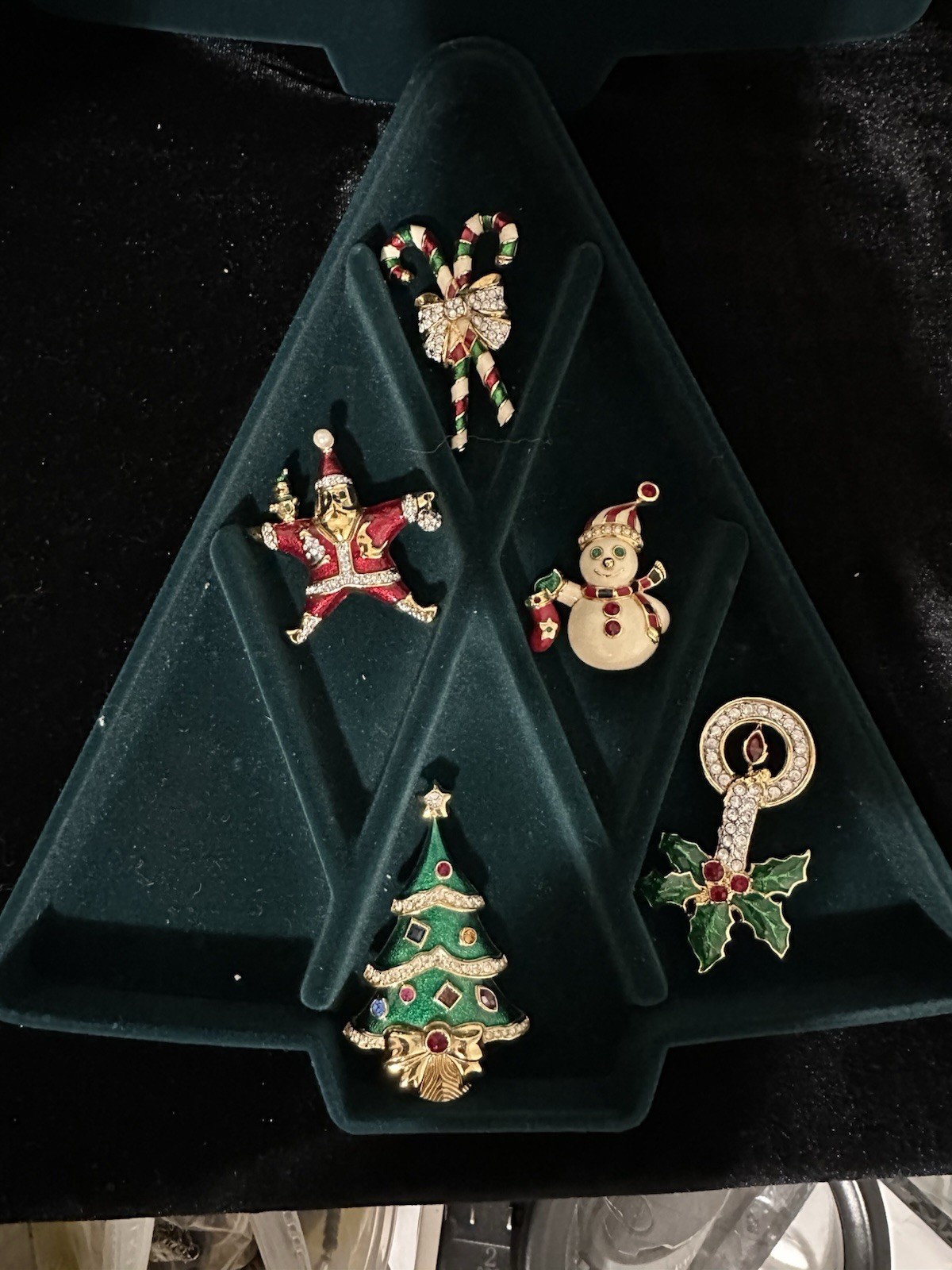 Jewels of Christmas Holidays Brooch  Kenneth Jay Lane Franklin Mint Tree READ