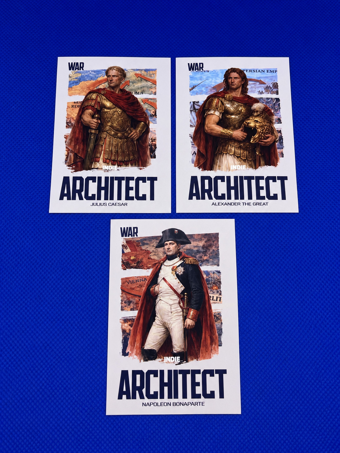 Alexander the Great, Napoleon, Julius Caesar - 3 War Architect Cards - INDIE 🔥