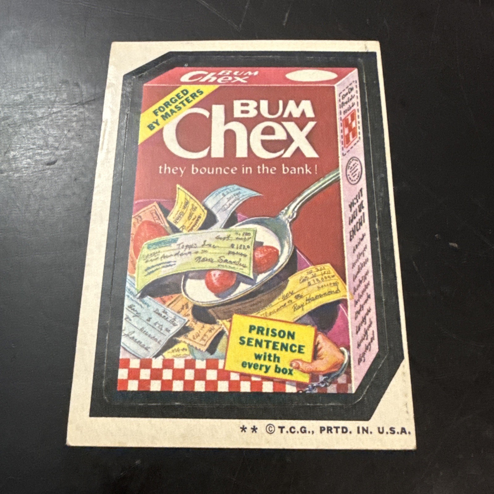 1973 Rare Topps Wacky Packages Bum Chex 4th Series 4 Pulled Sticker Card
