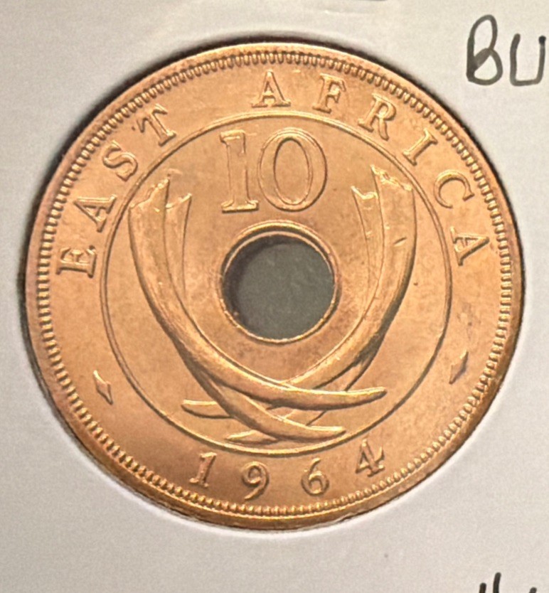 1964-H East Africa 10 Cents UNCIRCULATED Bronze Coin-KM#40