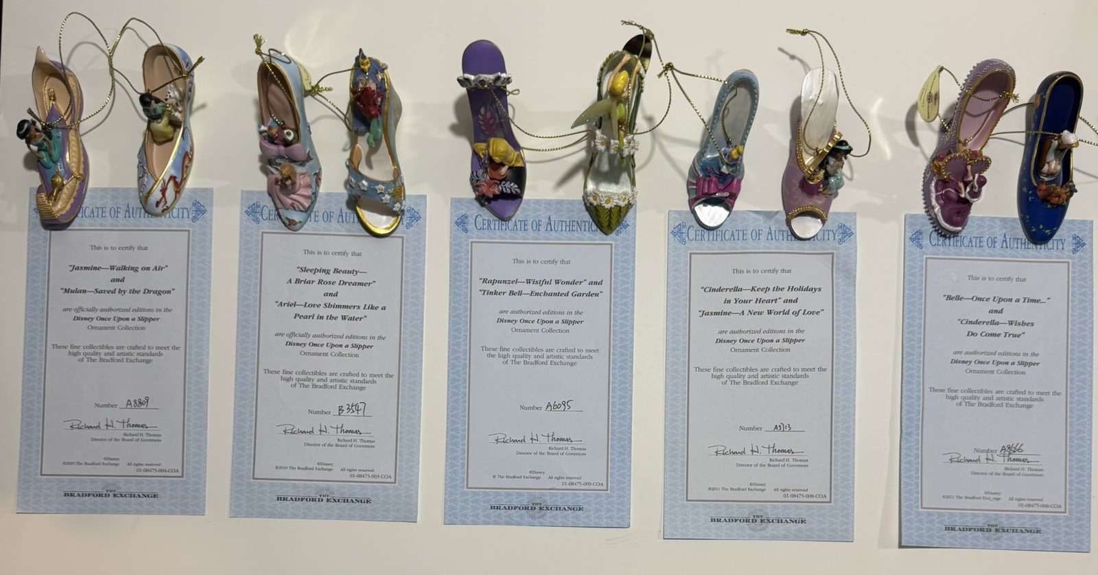 Bradford Exchange Disney Once Upon a Slipper Ornament Collection w/ COAs