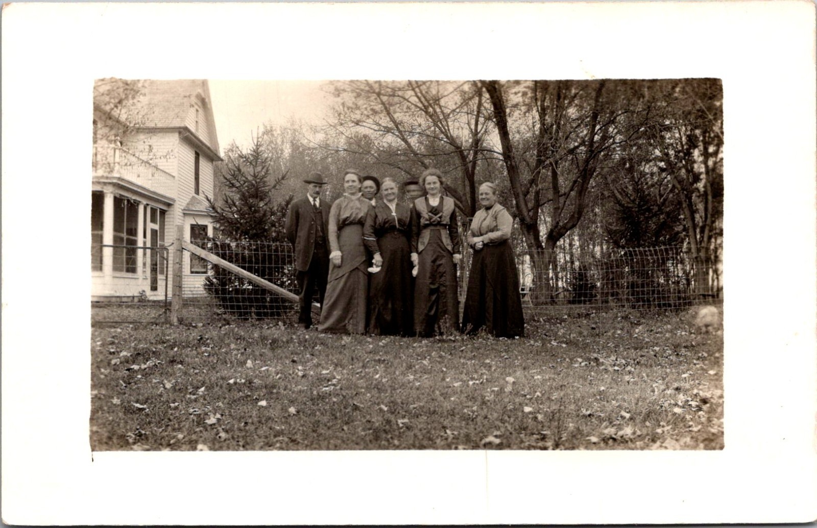 Historical Family Portrait In Front Of A House RPPC Real Photo Postcard TPR23