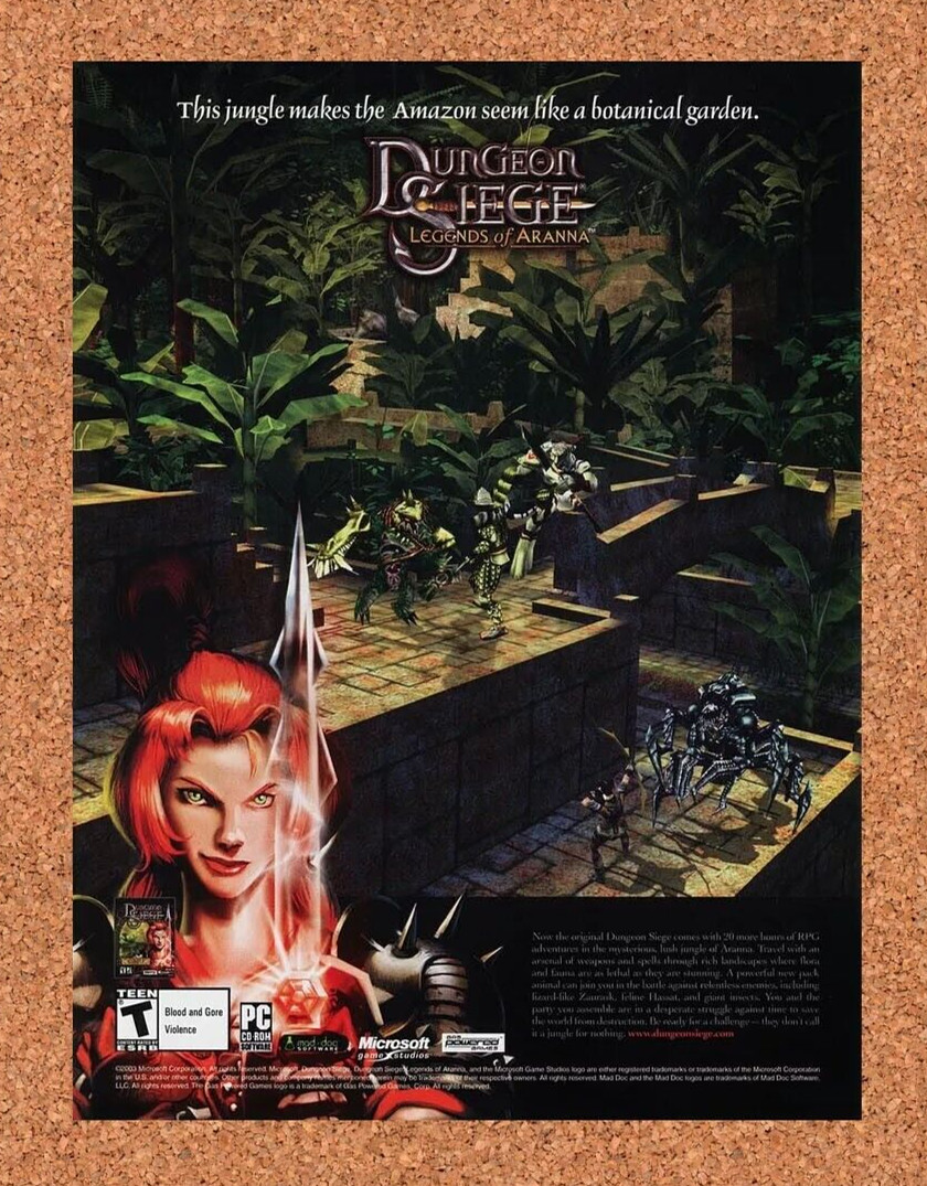 2003 Dungeon Siege Legend Of Aranna PC Original Advertisement / Retro Promo v1