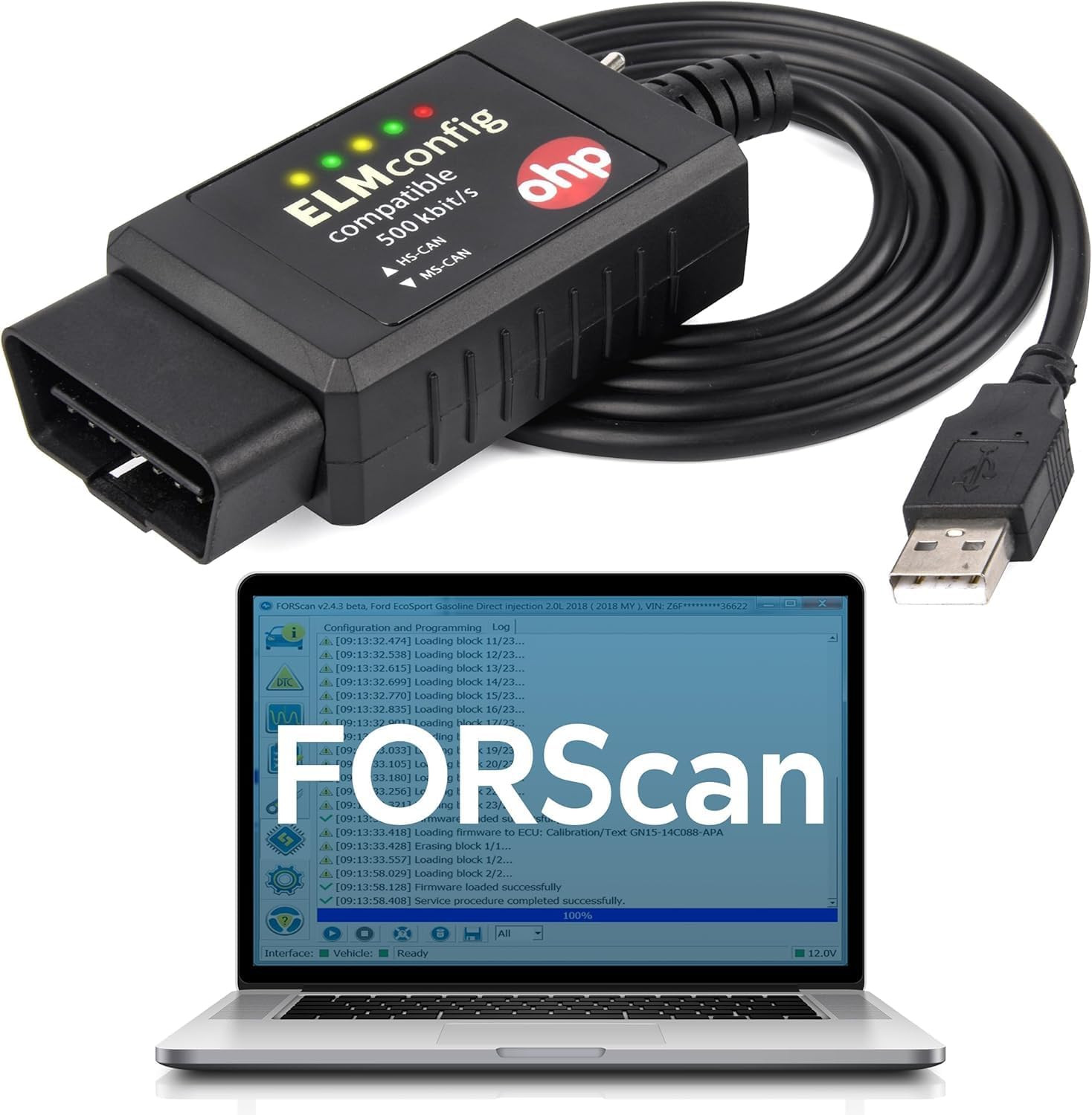Forscan ELM327 OBD2 to USB Diagnostic Scan Tool MS-CAN/HS-CAN | DTC Fault Code R