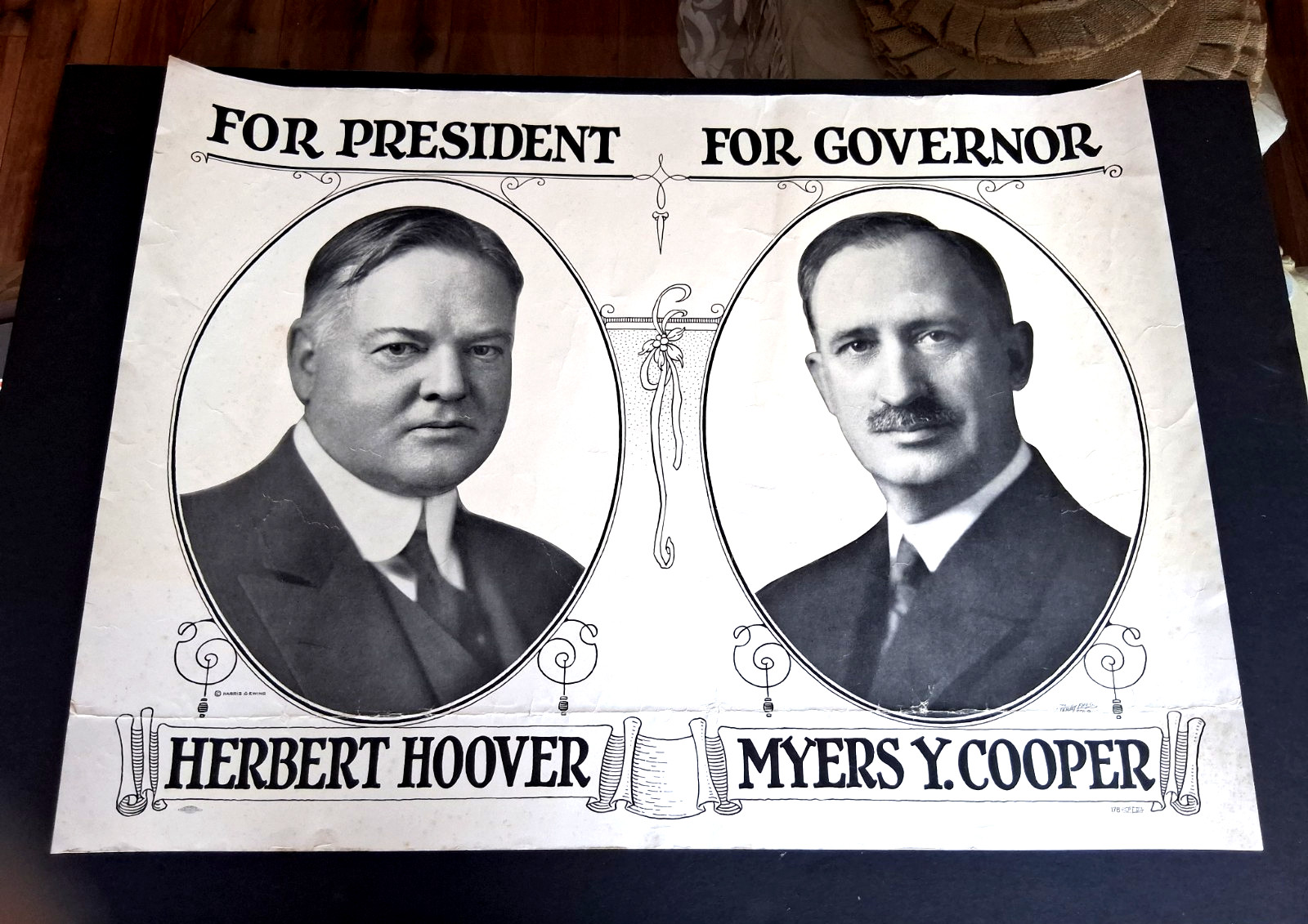 1928 Herbert Hoover For President Myers Cooper Governor Campaign Poster  18x24