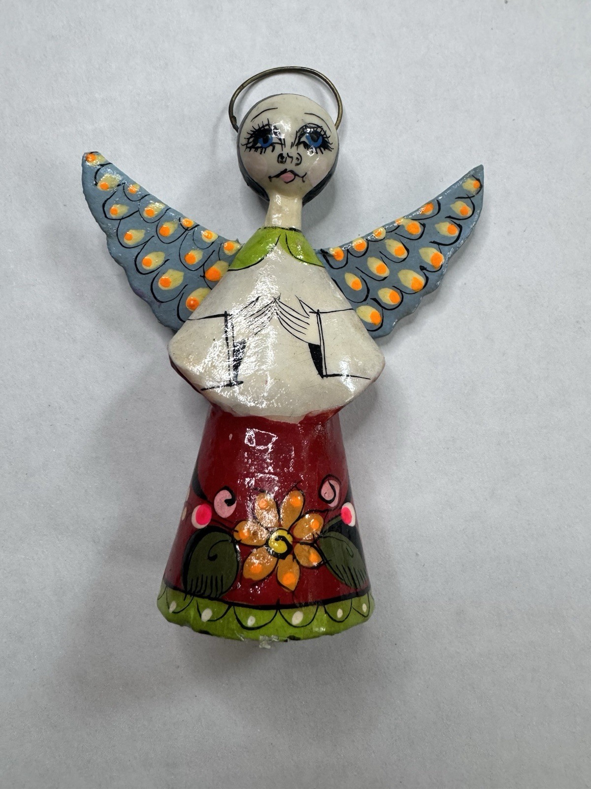 Vintage 1988 San Miguel de Allende Mexico Hand Painted Folk Art Angel Ornament