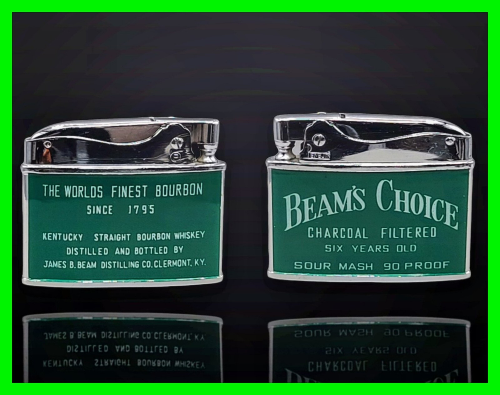 Vintage Beam’s Choice Sour Mash 90 Proof  Flat Ad Petrol Cigarette Lighter