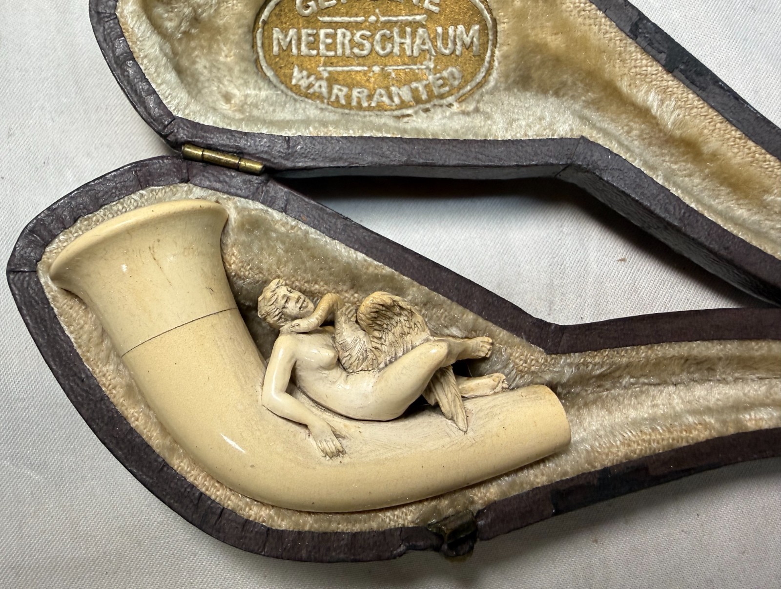 Antique 1800's goddess Nemesis Zeus goose hand carved meerschaum smoking pipe