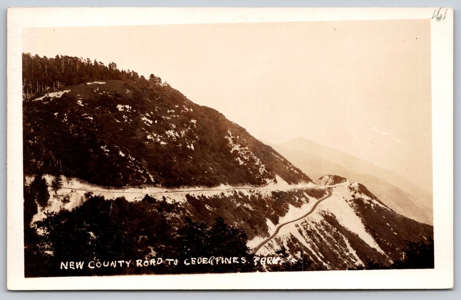 RPPC New County Road to Cedarpines Park California Mountain View Postcard C452
