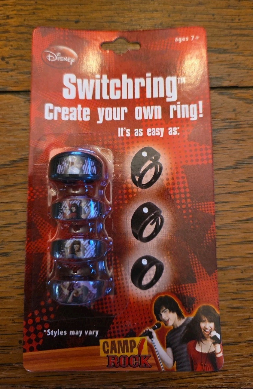 NEW Vintage 2008 Disney Camp Rock Switchring Interchangeable Rings Set NIP 2008