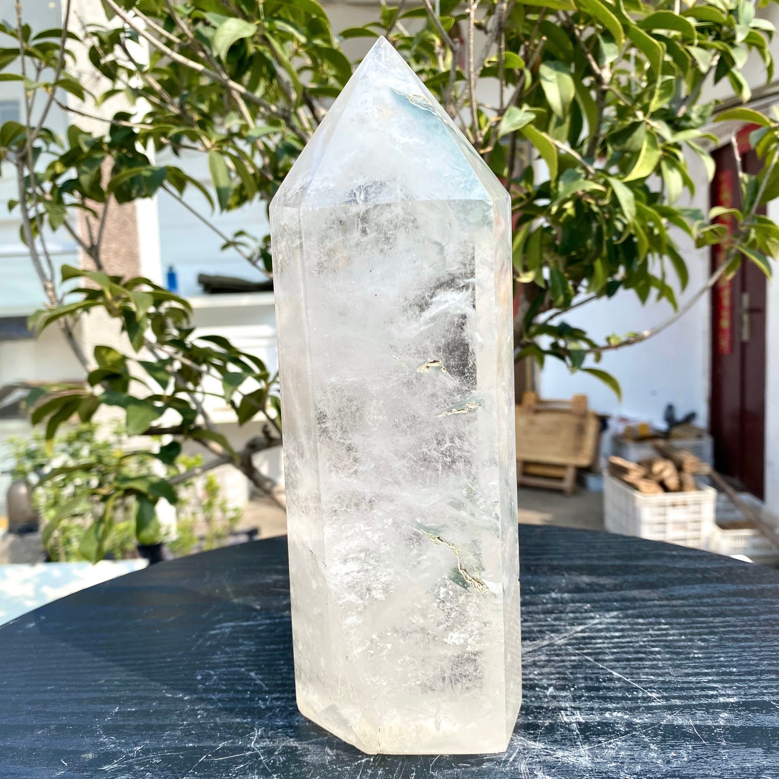 3.49LB   Large Natural Clear White Crystal Obelisk Transparent Quartz Energy