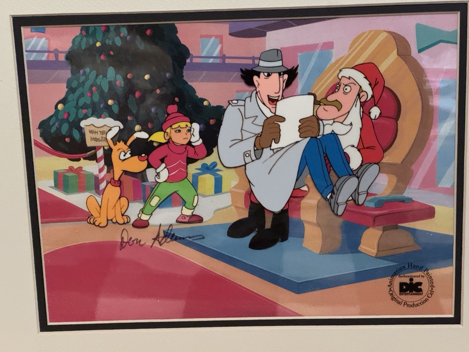 Don Adam’s Signed Inspector Gadget Hand Painted Cel Christmas Santa Rare