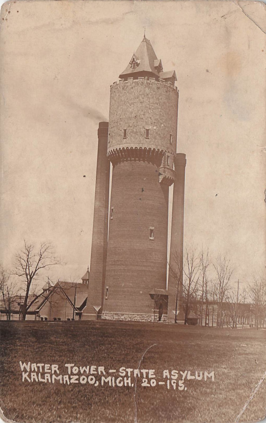 RPPC Kalamazoo State Hospital Water Tower Insane Asylum Photo Postcard J3