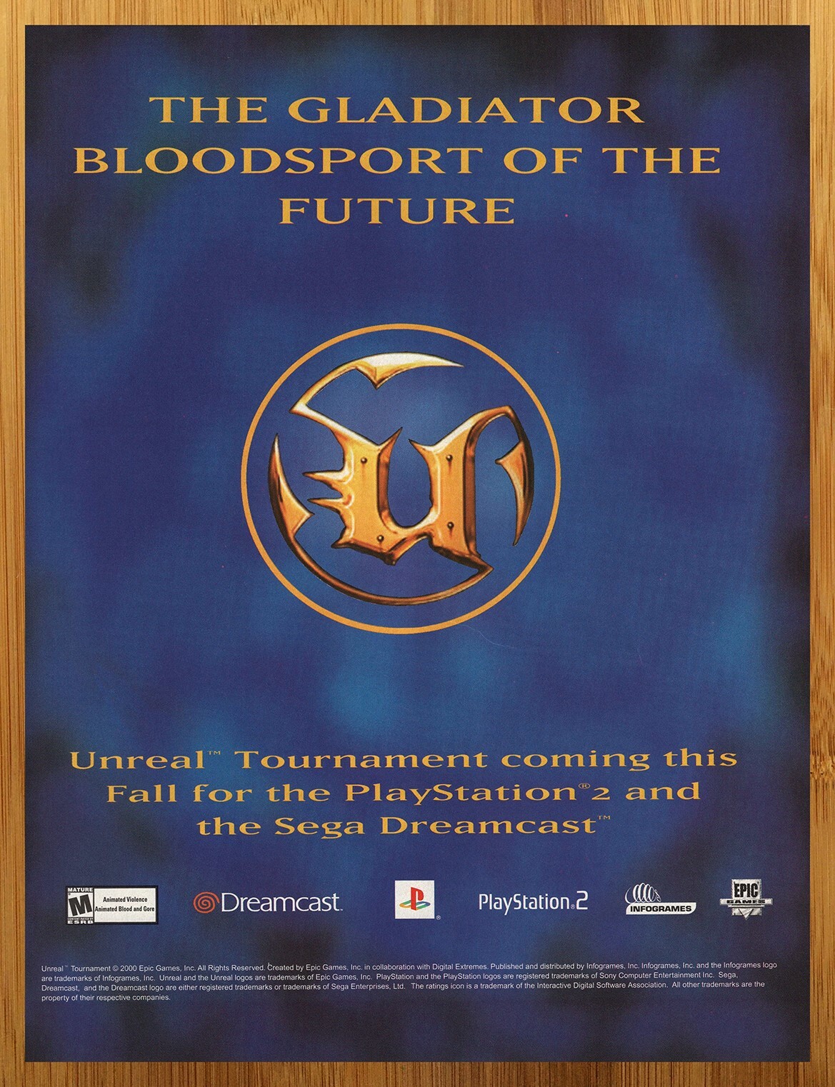 2000 Unreal Tournament PS2 Dreamcast PC Vintage Print Ad/Poster Video Game Art