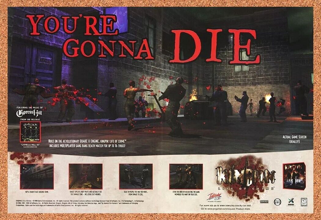 1998 Kingpin Life Of Crime PC Original Advertisement / Retro Wall Art v2