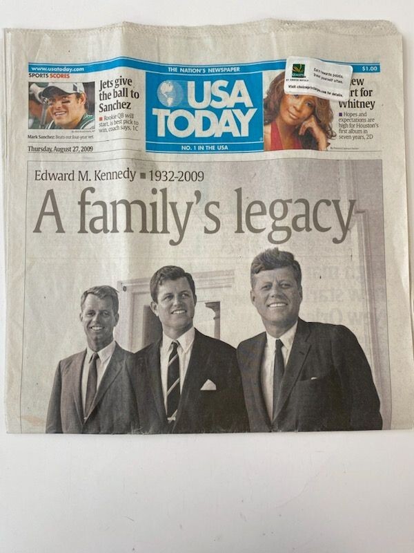 Vintage 2009 August 2009, The USA Today Newspaper, Kennedy's A family's legacy