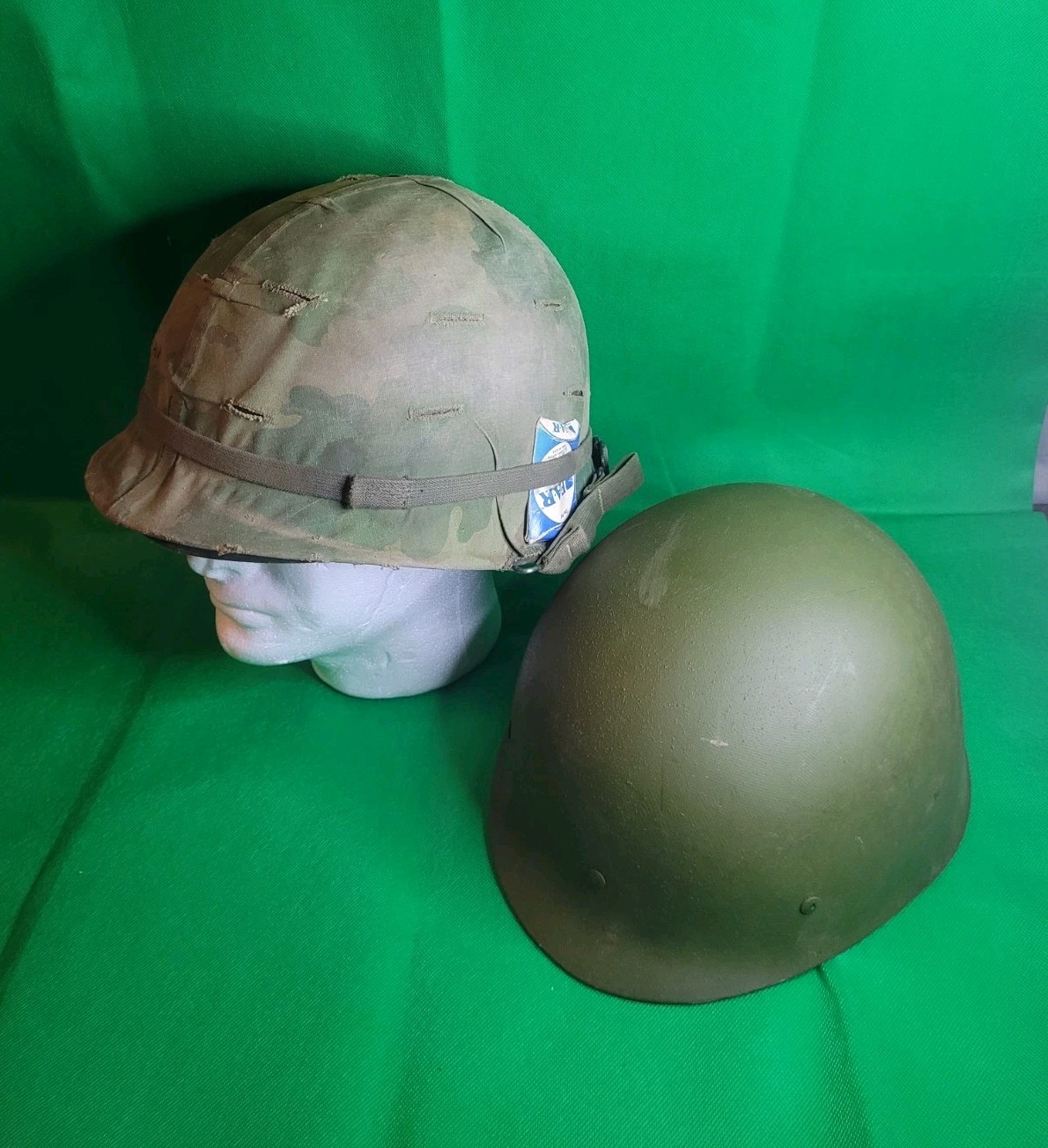 Vietnam Era US M1 Helmet W/ Memorabilia, Tag And Extra Liner