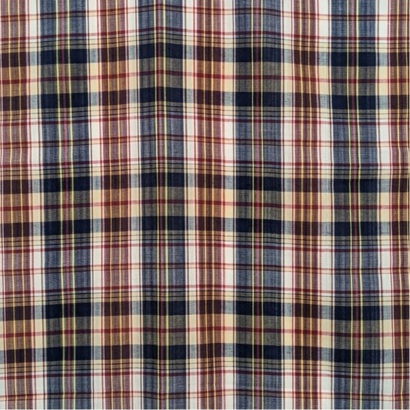 6 7/8+ Yds Vintage 1970\'s 1980\'s Lightweight Woven Cotton Plaid Shirting Fabric