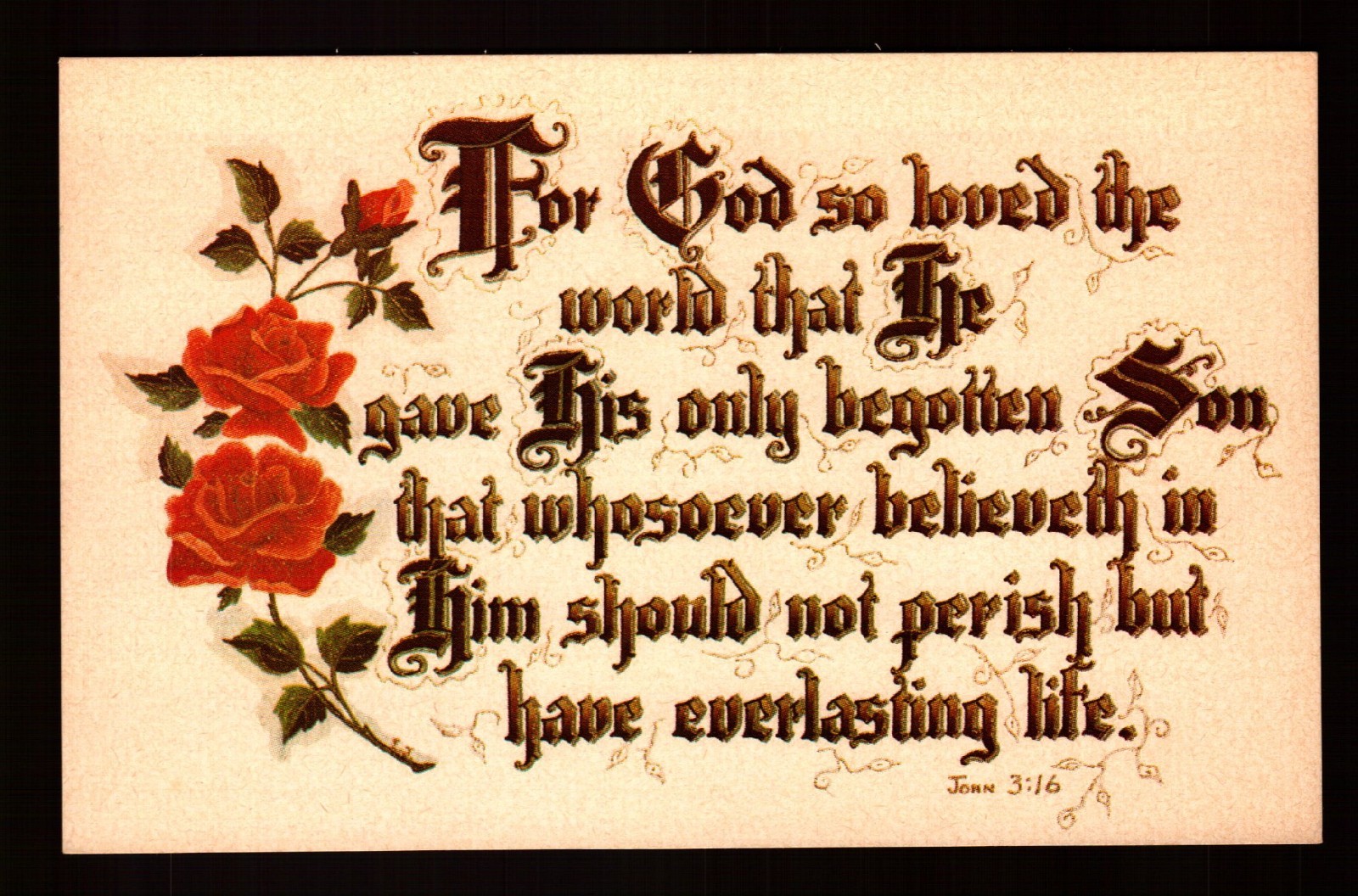 POSTCARD : SCRIPTURE - JOHN 3:16 - RELIGIOUS BIBLE VERSE