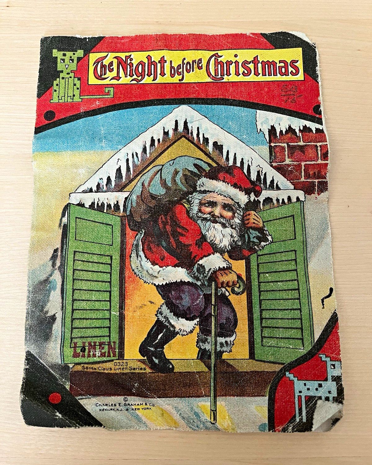 Charles E. Graham & Co. The Night Before Christmas Linen Book, Santa, Early 1900