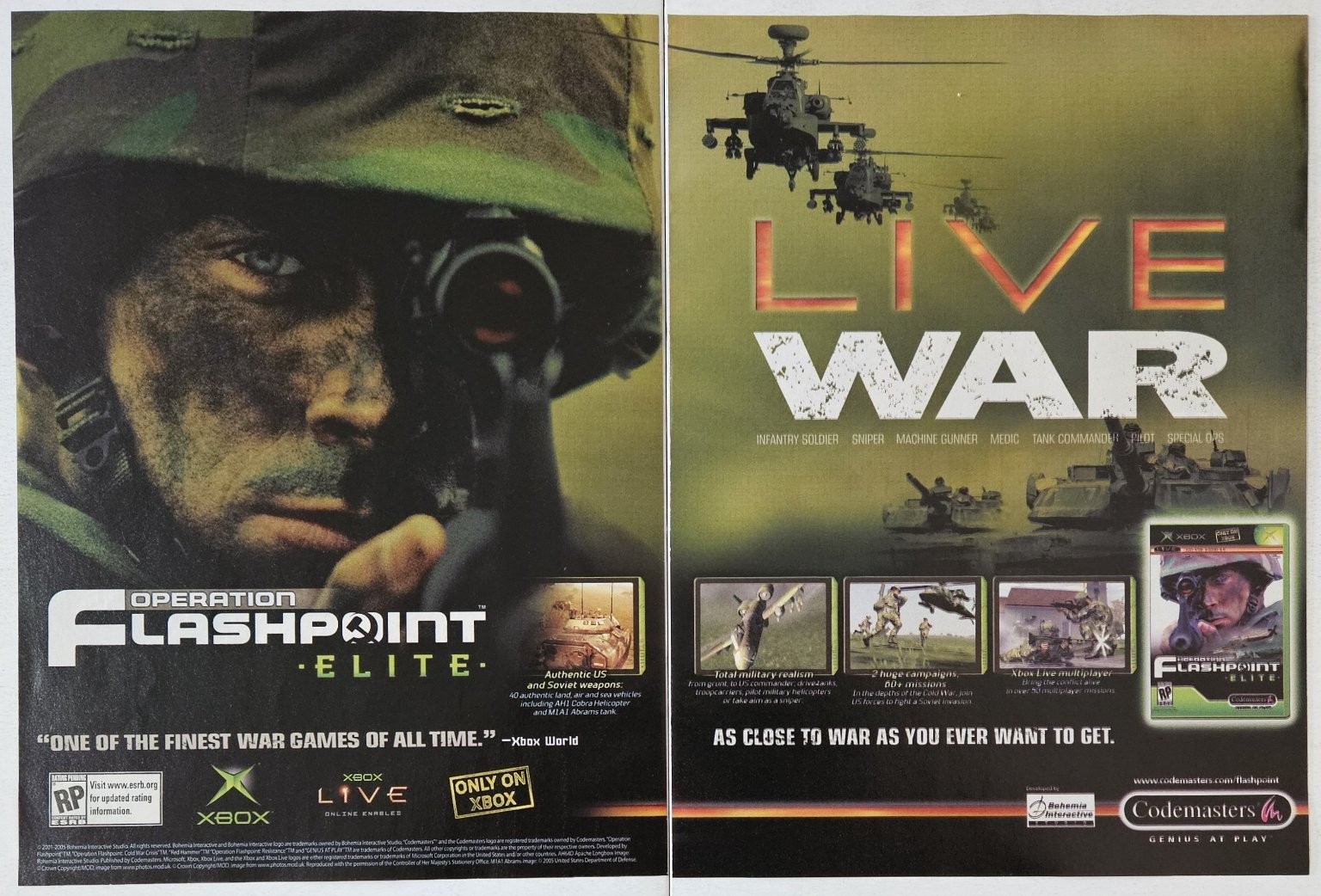 Operation Flashpoint Elite Xbox 2006 Two-Page Magazine Ad Print Codemasters