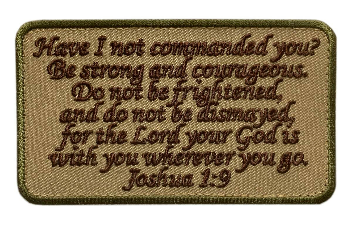 Joshua 1:9 Strong and Courageous Patch [Hook Fastener -JP7]