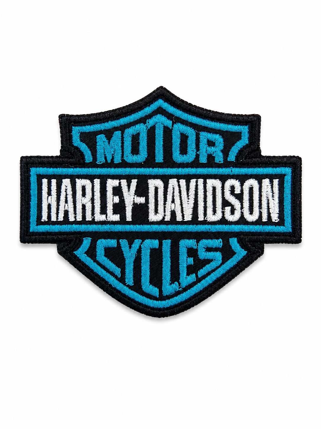 Embroidered Iron On Sew Patch Harley-Davidson Black & Teal 2.5x3 Inches