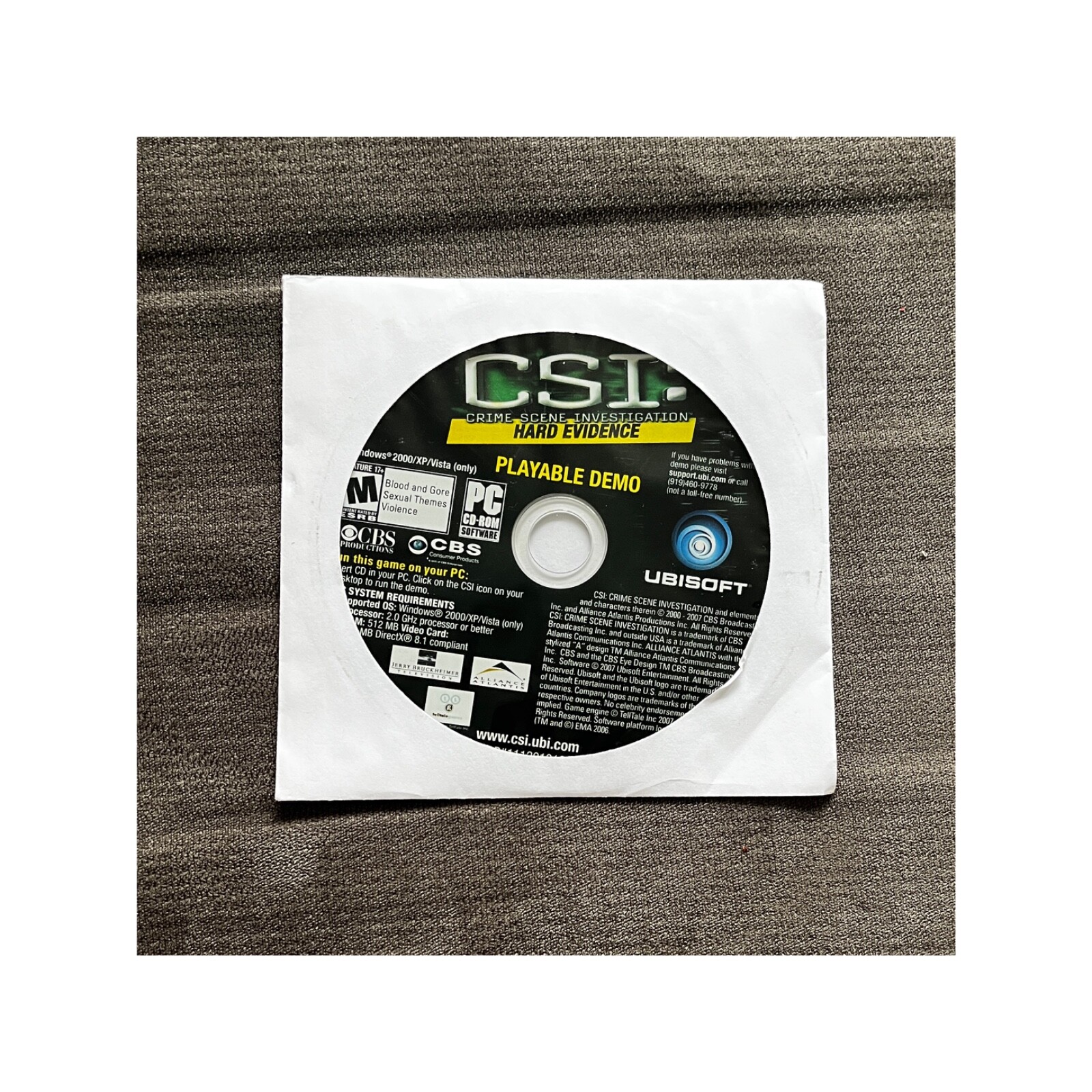 🔎Card+ CSI Crime Scene investigation Hard Evidence Playable Demo PC CD Rom 2007