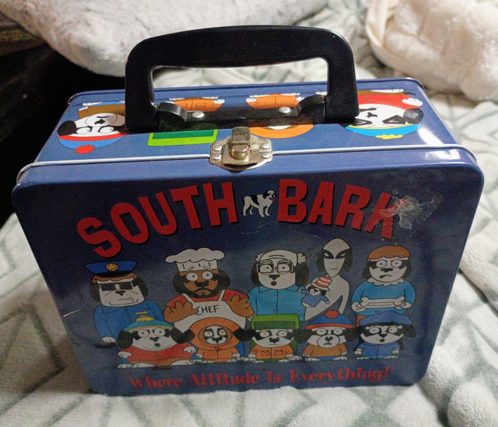 Vintage South Bark Metal Lunchbox 1998 Big Dogs South Park Parody Rare 90s
