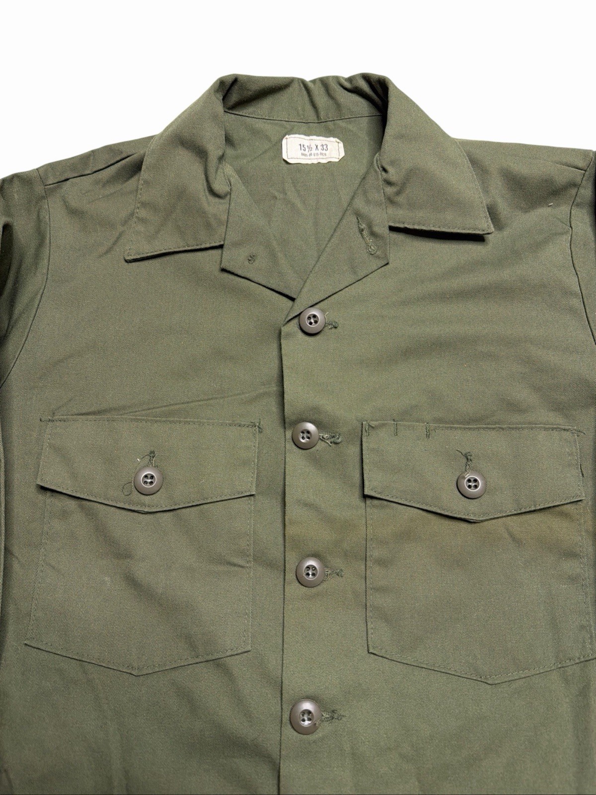 1980s Military Shirt OG 507 Green Air Medium 80s Long Sleeve