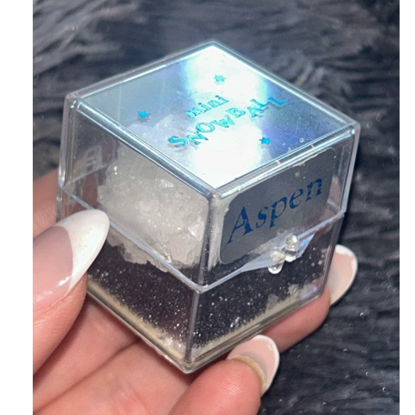 Aspen Snowball Salt Crystal Ball Mineral Specimen in Clear Display Case Vintahe