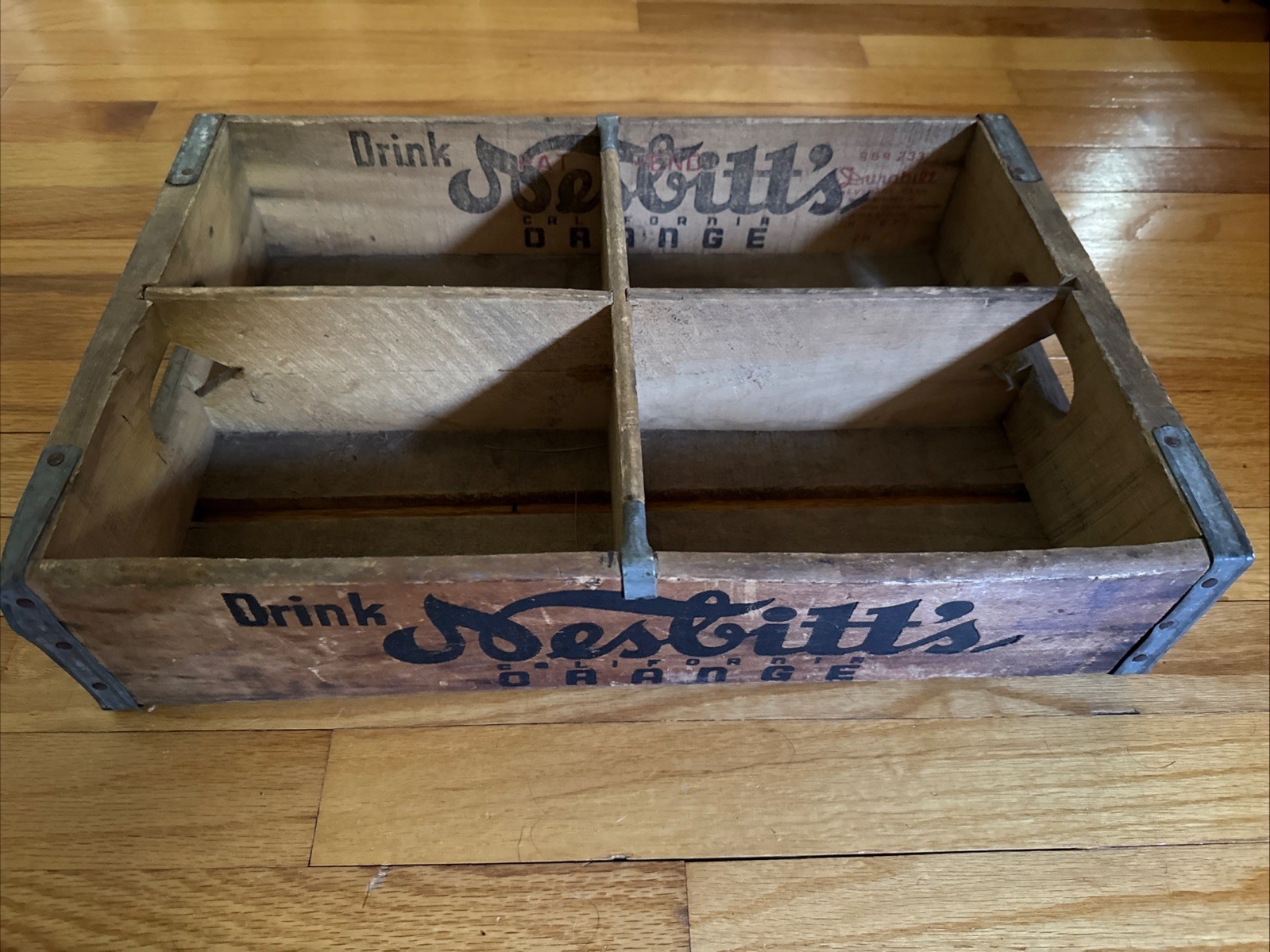 Vintage Nesbitt’s California Orange Soda Drink Wood Crate w/Divider