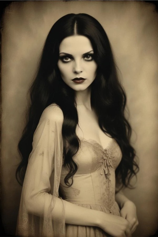 Vintage Gothic Lady  Vampire Portrait 4x6 Photo