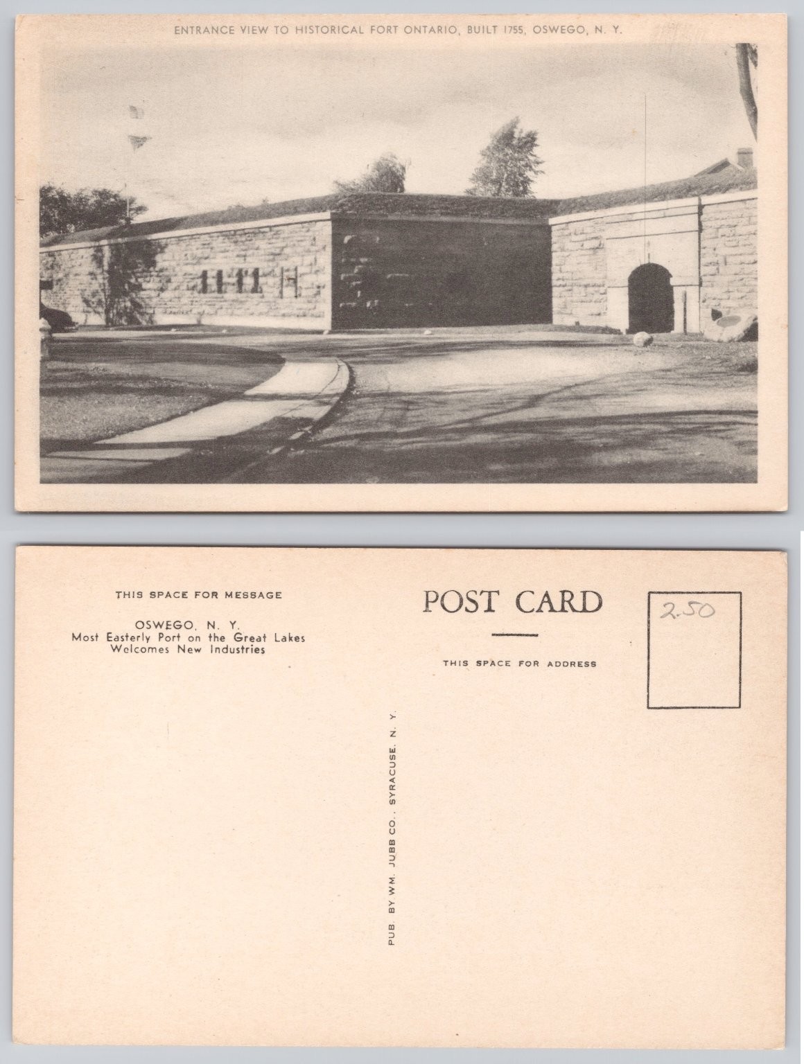 Vintage Fort Ontario Oswego NY Entrance View Postcard 1755 Historical