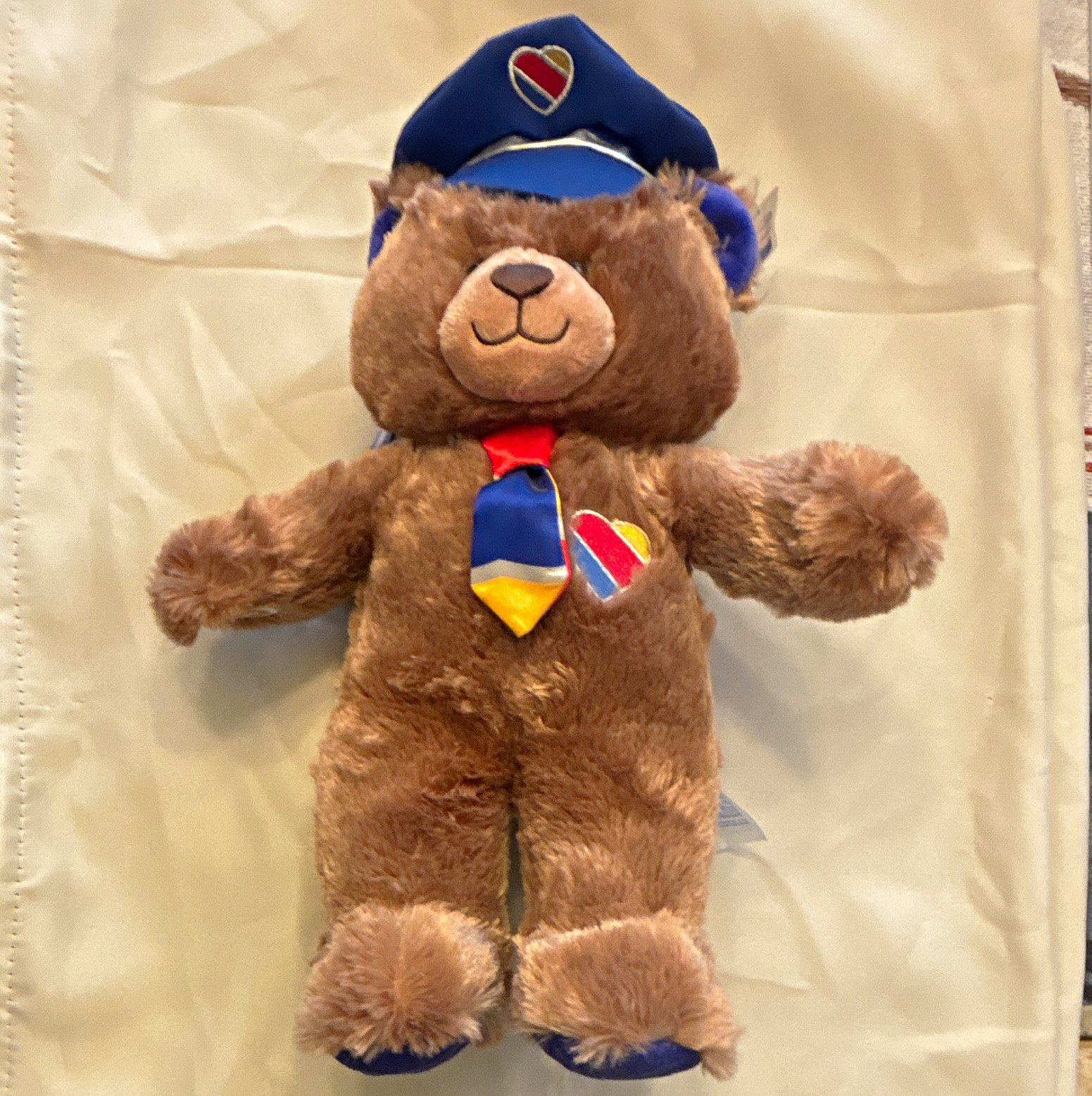 Southwest Airlines Build-A-Bear Workshop Teddy Bear Plush w/ Pilot Hat & Tie
