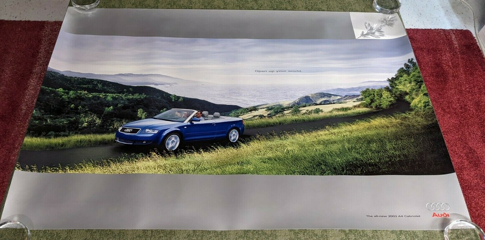 Audi 2003 A4 Convertible Blue Cabriolet Poster Dealer Ad