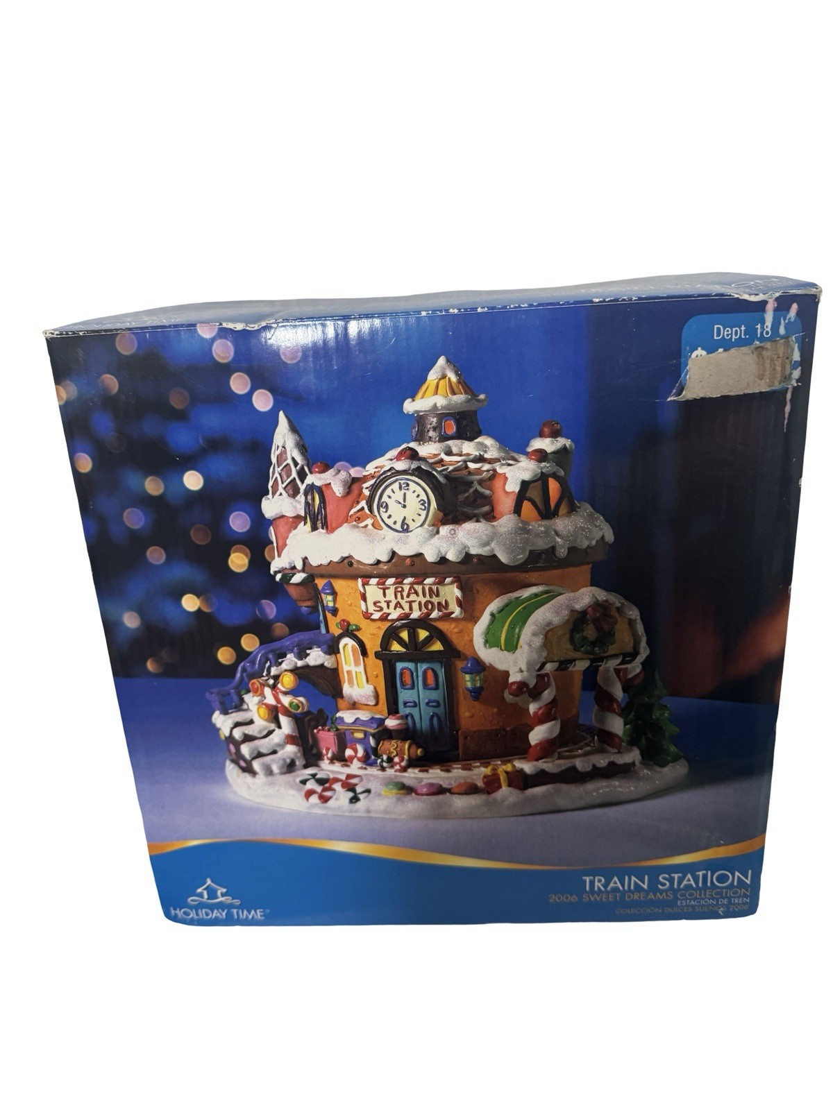 Holiday Time Christmas Village Train Station 2006-Sweet Dreams Collection New