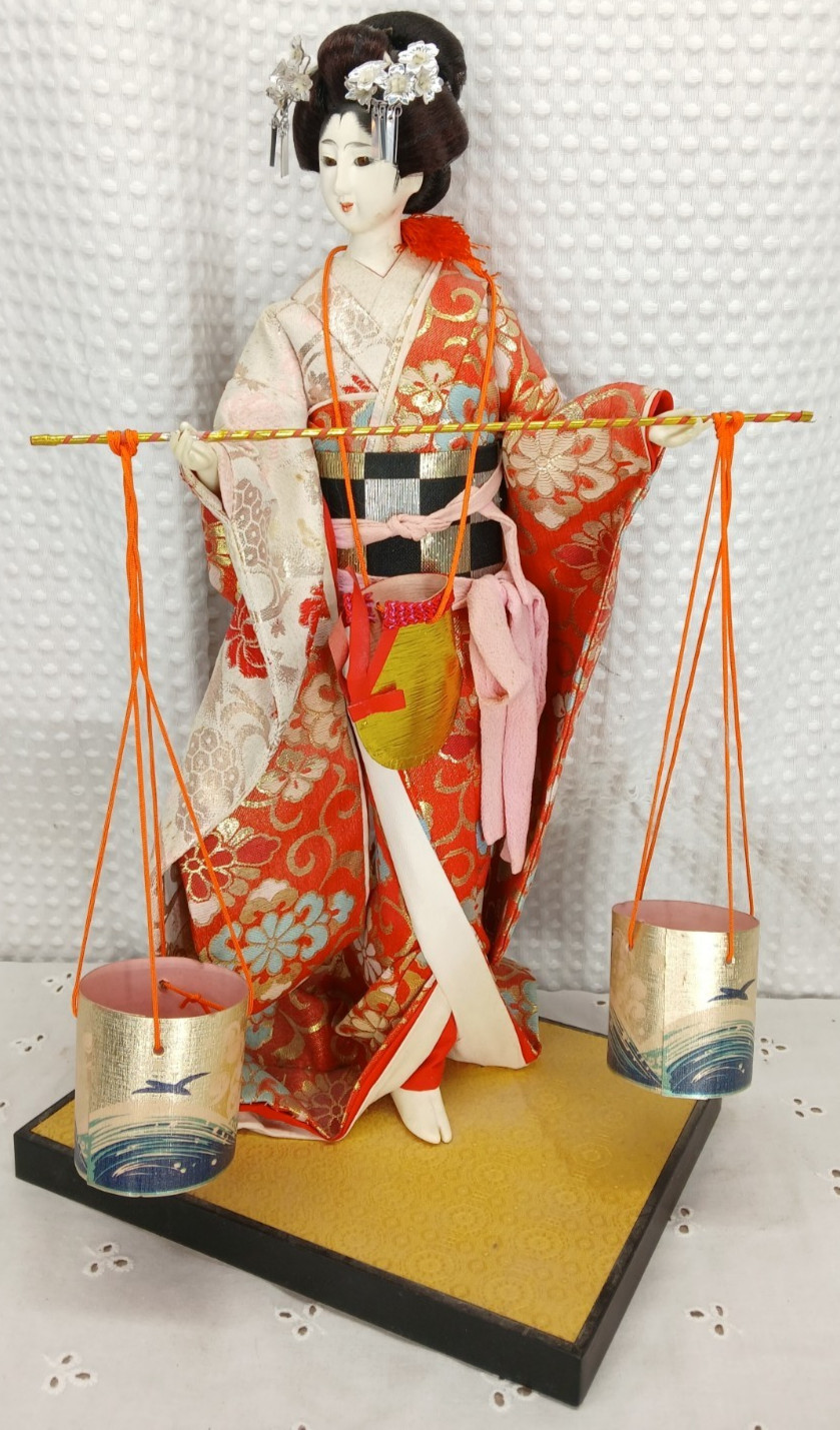 Vintage 18” Japanese Geisha Doll Kimono Porcelain Face YOSHITOKU ? OBAYAMA ?