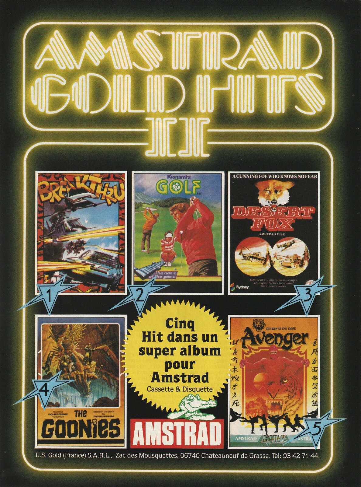 VTG 1987 Amstrad Video Games Original French Print Ad Goonies 42x28cm TLT45