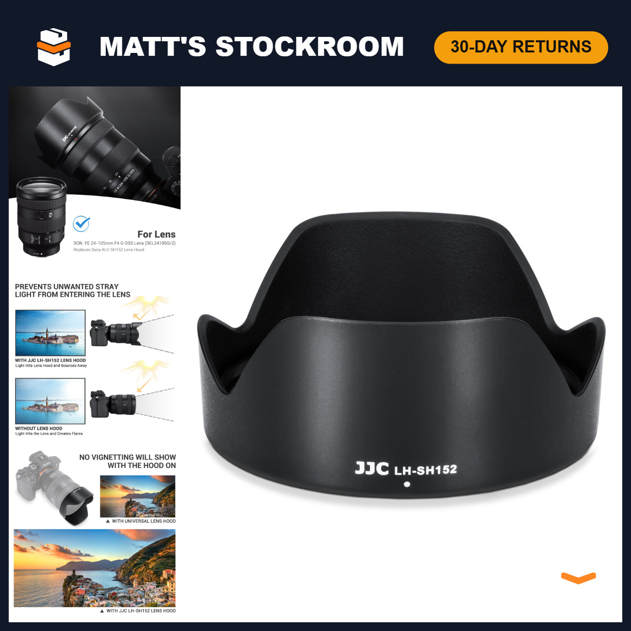 Lens Hood for Sony FE 24-105mm F4 G OSS Lens, Replaces Sony ALC-SH152 Hood