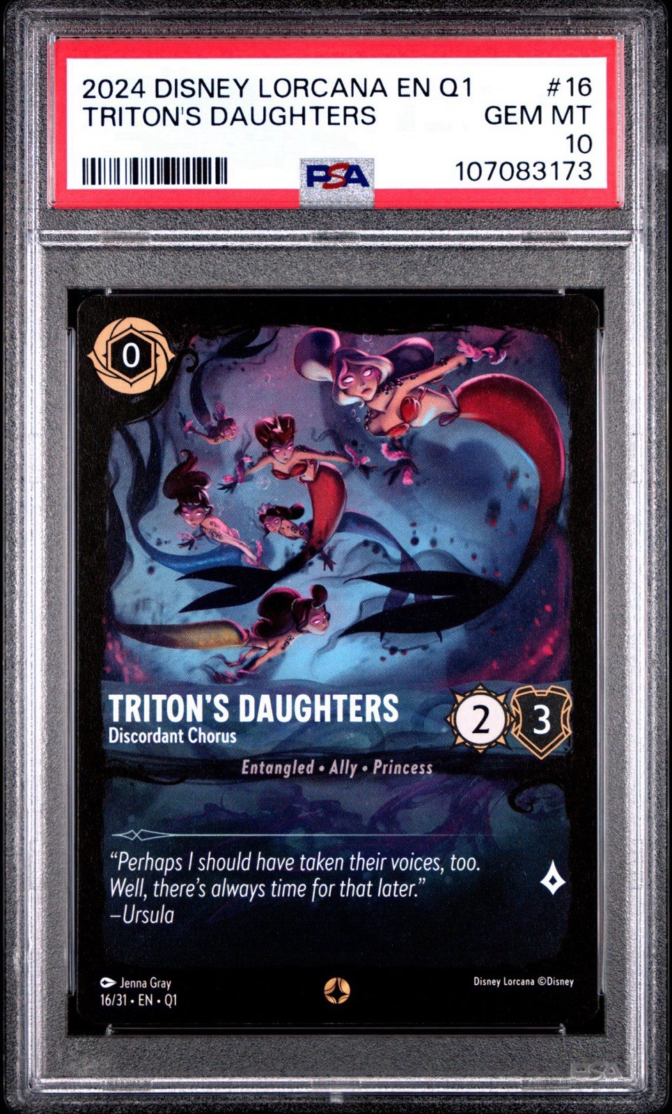 2024 Disney Lorcana EN Q1 Triton\'s Daughters #16 PSA 10 GEM MINT