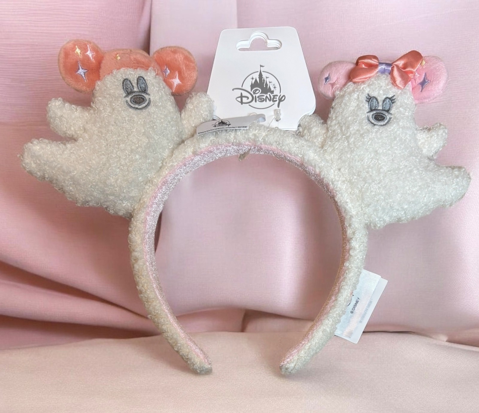 Disney Parks 2026 Halloween Minnie Mickey Cutie Ghost Ears Plush Headband - NEW