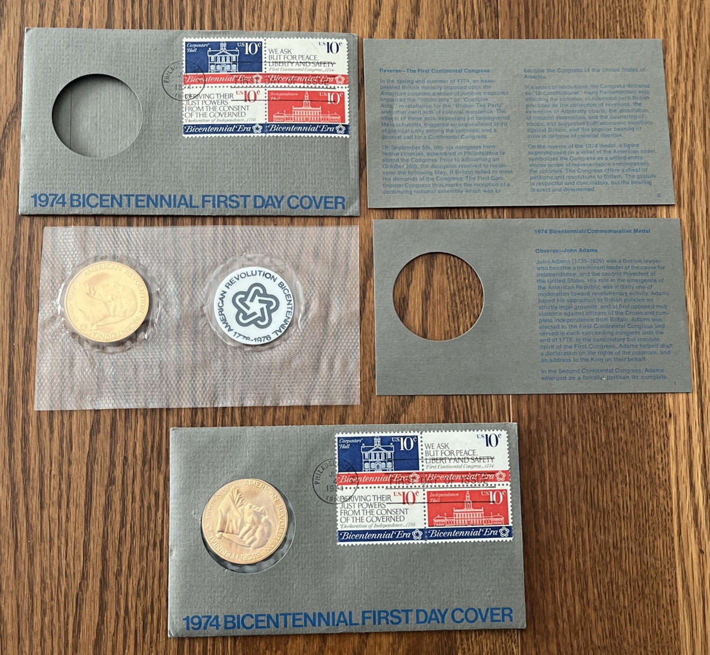 (2) 1974 Bicentennial First Day Cover Commemorative Coins