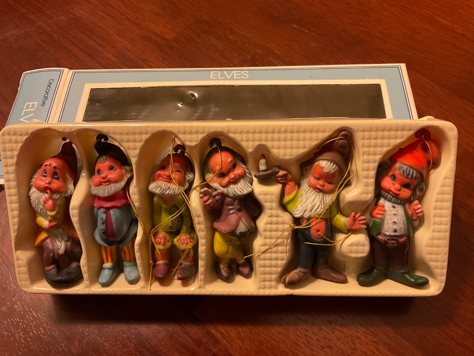 VTG  Hong Kong Decorative Elves Elf Dwarf pixie 3” Ornaments Chrisrmas
