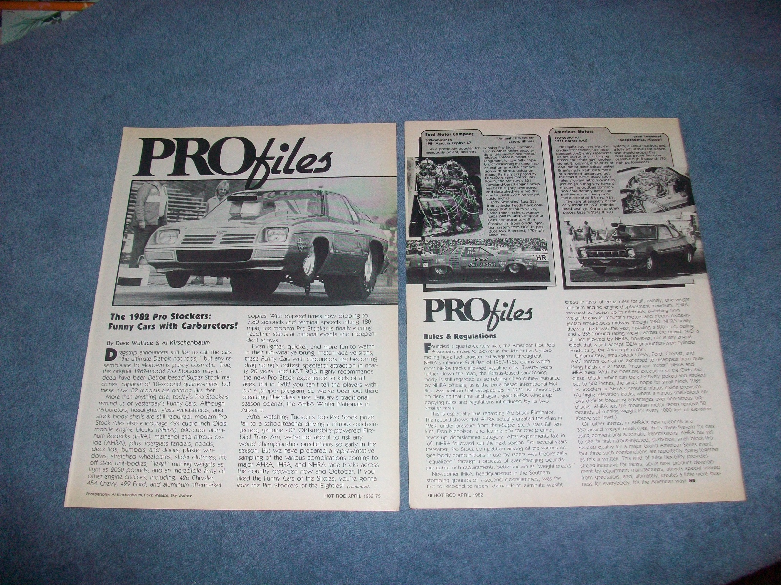 1982 Pro Stock Drivers Vintage Info Article 