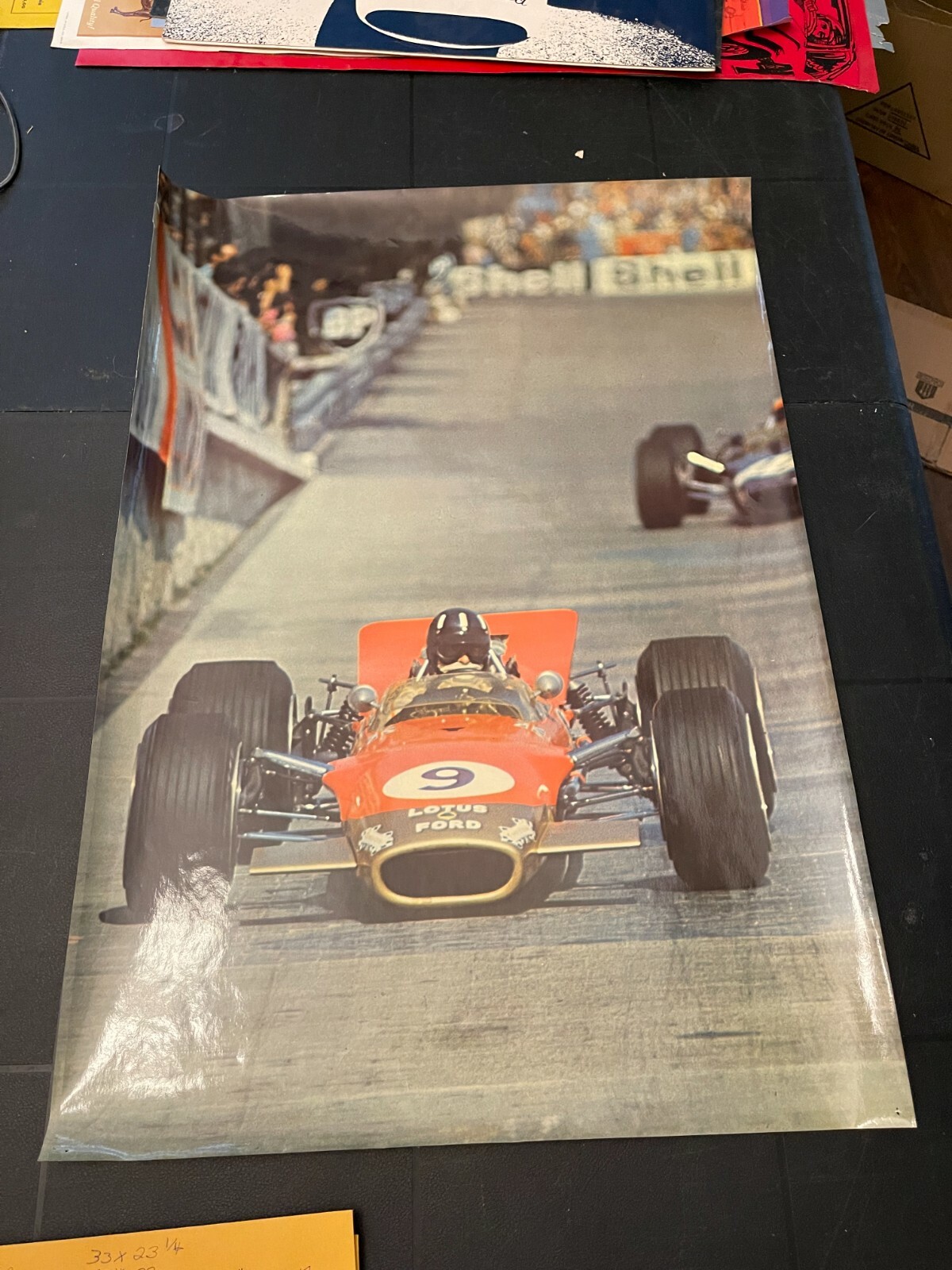 1968 Vintage Lotus Ford Graham Hill Original Poster Formula Grand Prix