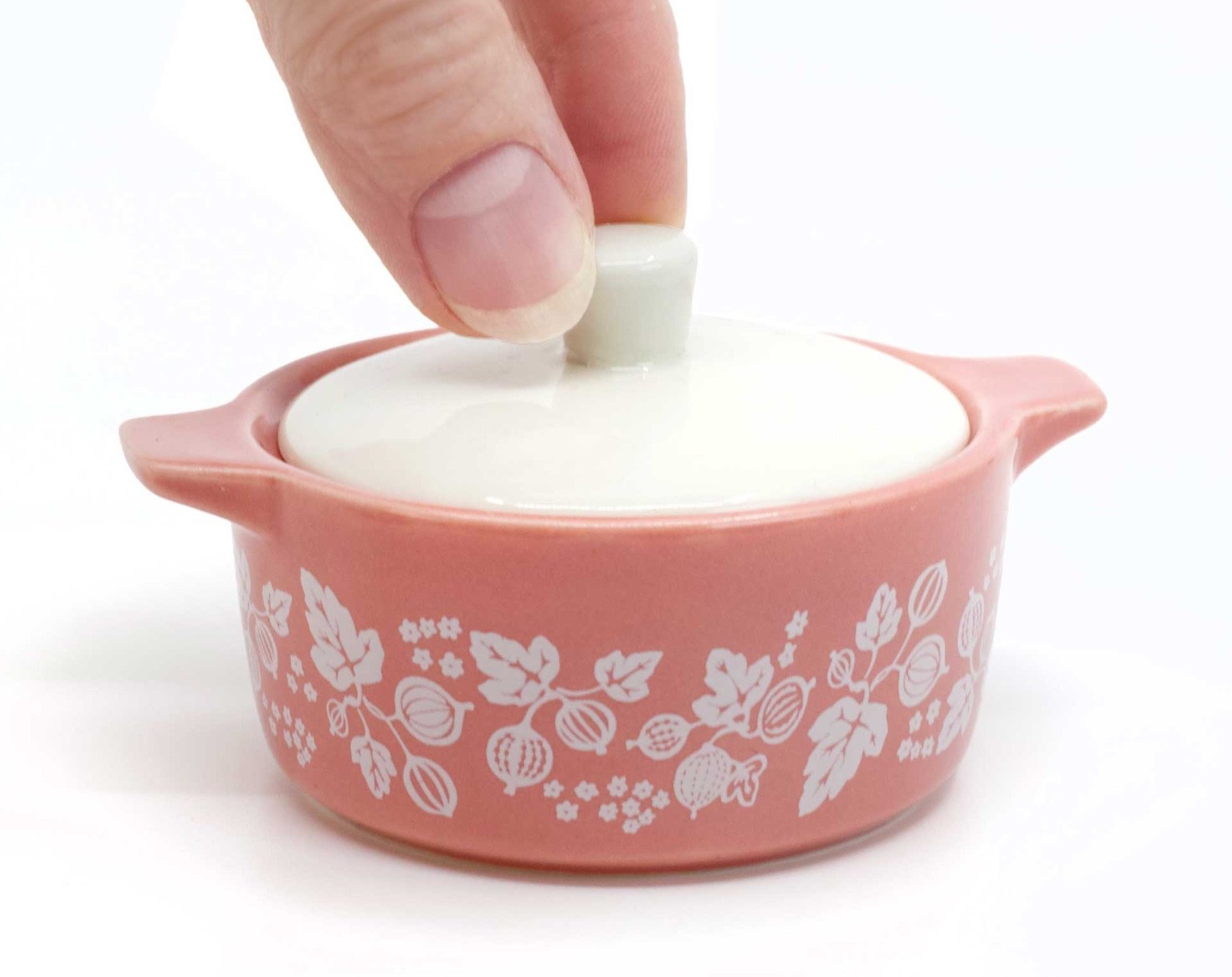 Gooseberry Inspired Mini Ceramic Trinket Box 3.5” Pink Vintage Style